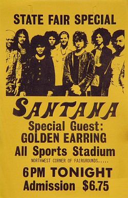 Santana with Golden Earring show handbill September 27 1974 Oklahoma City